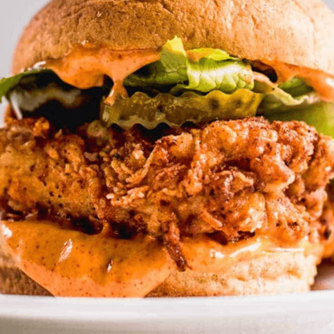 Fried Chicken Breast on Roll, French Fries
