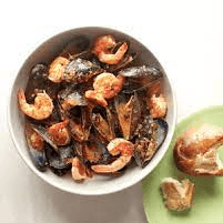 Juicy Shrimp (with Shell) with Black Mussels