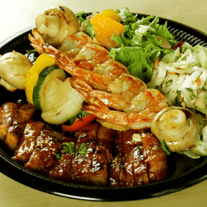 Shrimp and Steak Plate.