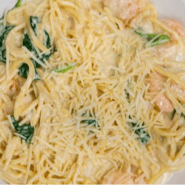Chicken Alfredo or Shrimp Alfredo.
