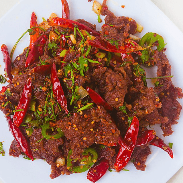 Chongqing Style Dry Sauteed Beef with Chili  重庆干煸牛