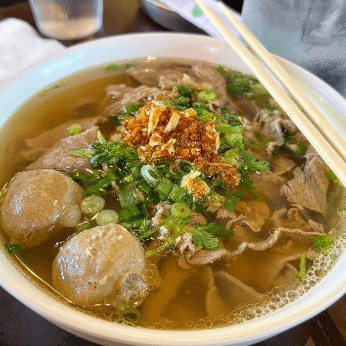 #3) Beef & Meatballs Noodles.