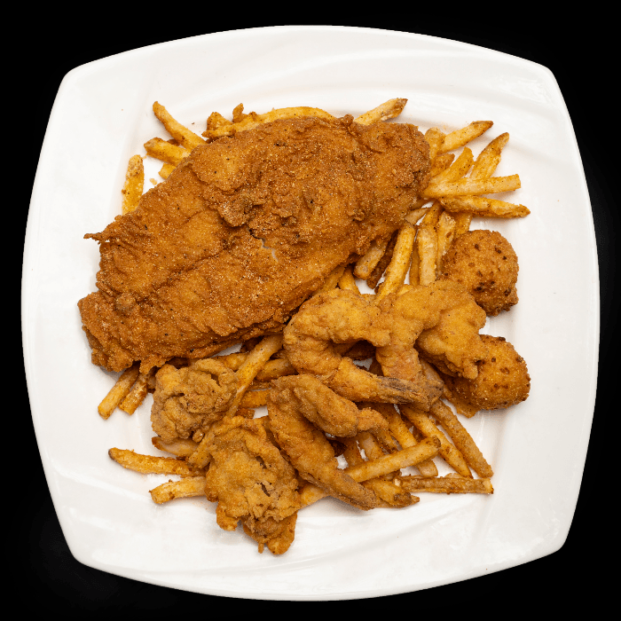 1 Catfish Fillet, 2 Oyster, 3 Shrimp.