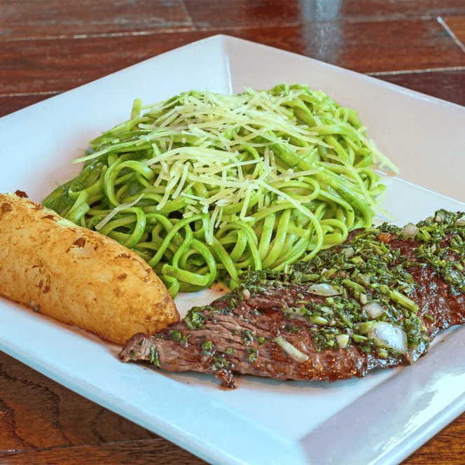 Tallarin Verde with Churrasco Steak