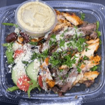 Chopped Lamb And Chicken Kabob Salad Bowl