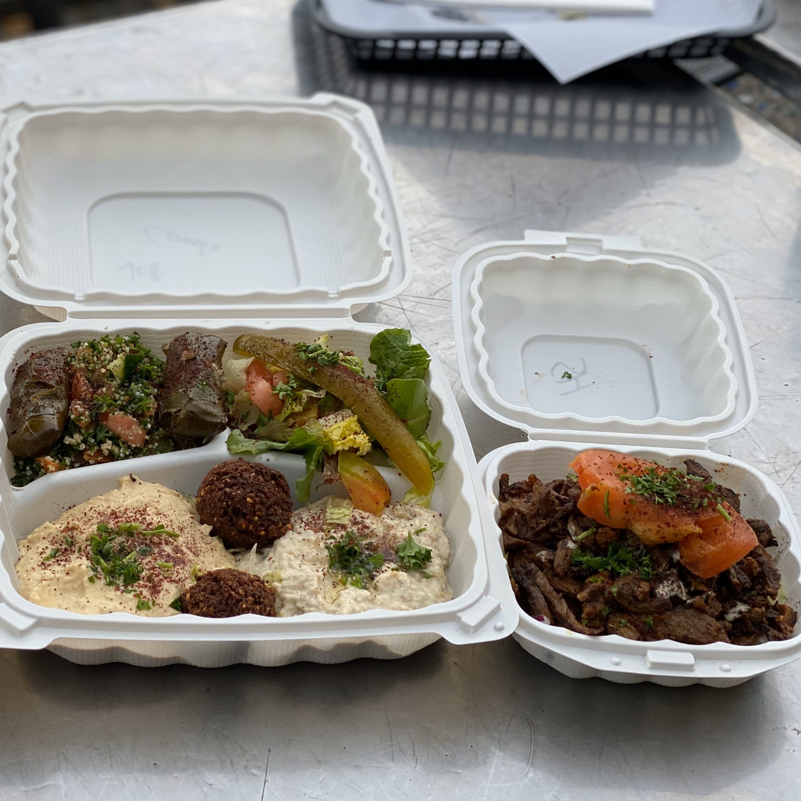 Lamb & Beef Shawarma Combo Plate.