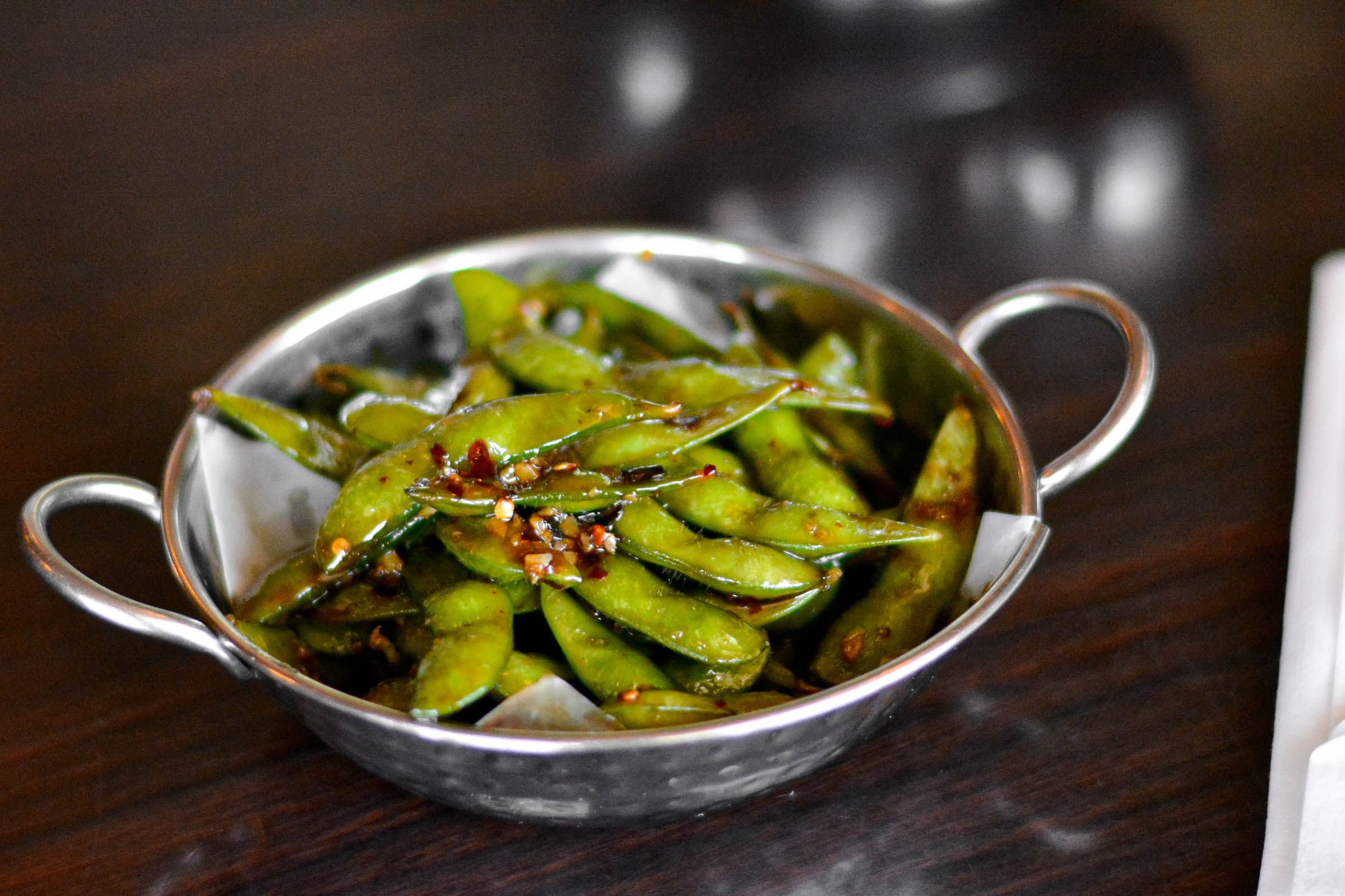 Spicy Garlic Edamame.