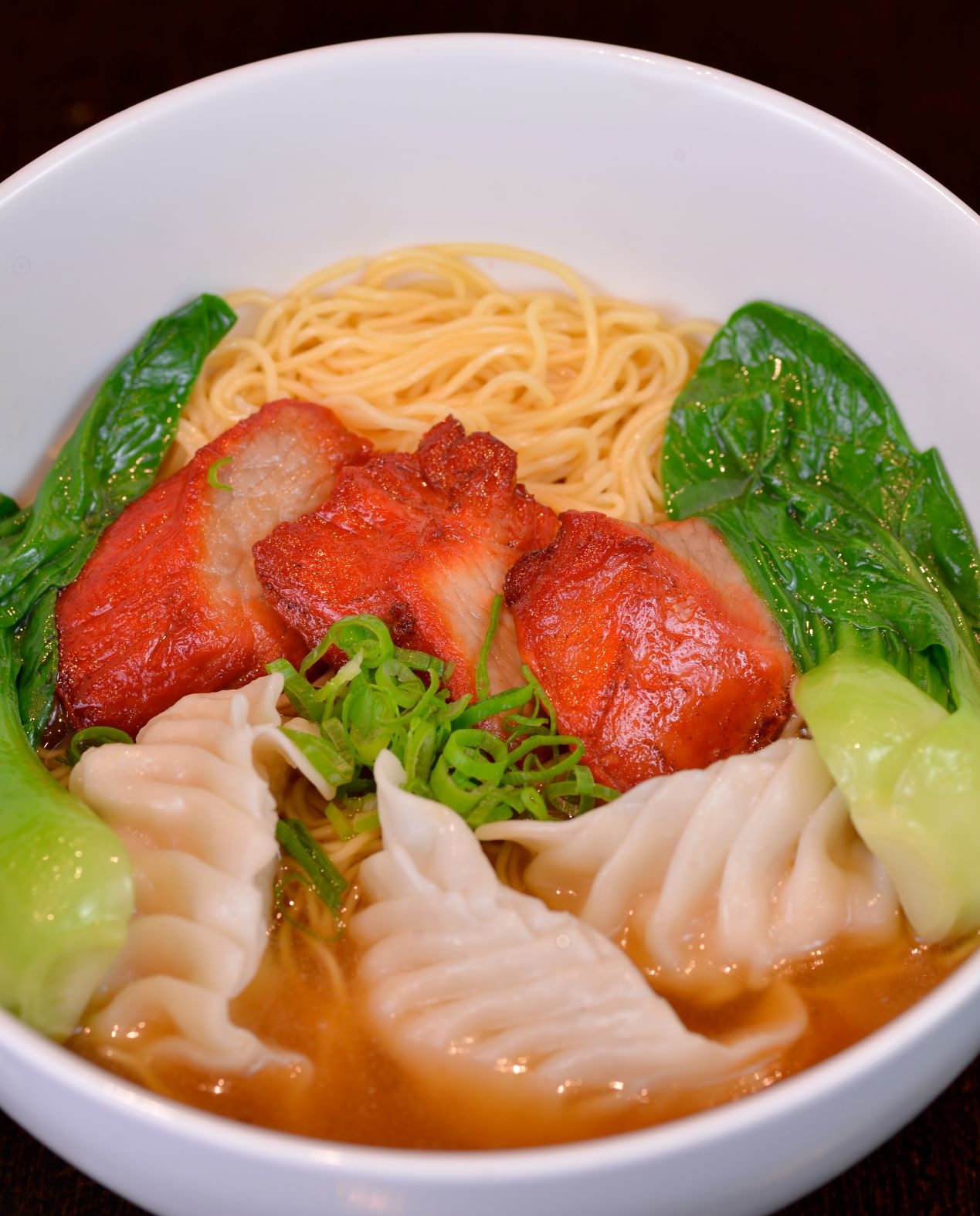 Roast Pork & Shrimp Dumplings Noodle Soup