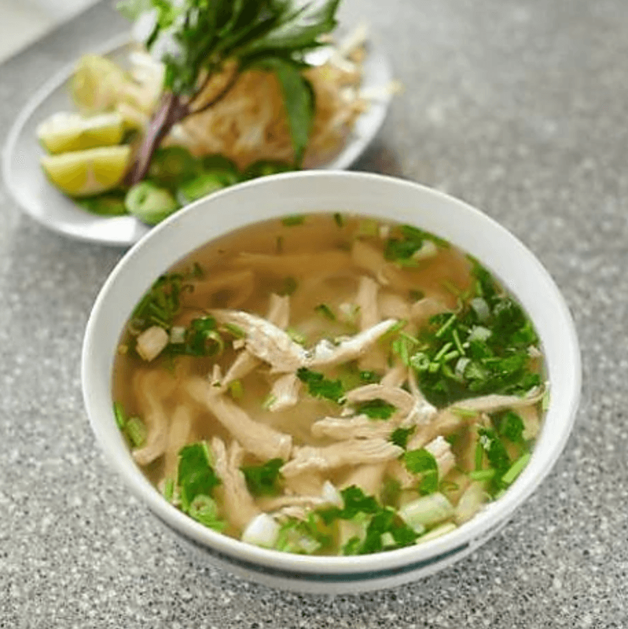 1. Steamed/Grilled Chicken and Rice Noodle Soup.