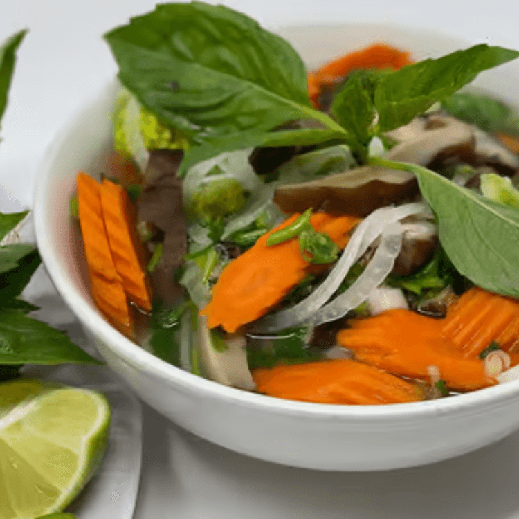 14. Fried Tofu, Mushrooms, and Rice Noodle Soup