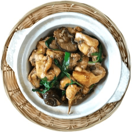 Basil Chicken Mushroom Claypot Stew 香叶冬菇鸡煲