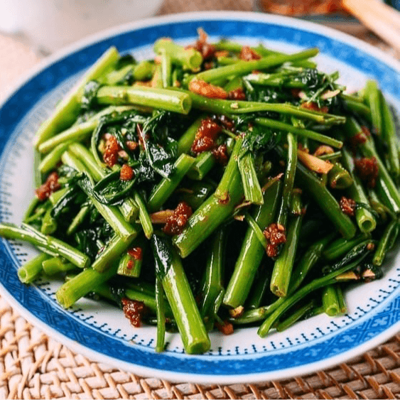 Asian Watercress with Chili Paste and Shrimp 马来栈通菜虾