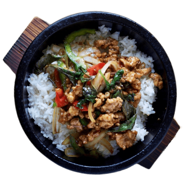 Thai Basil Chili Stone Pot Rice Bowl