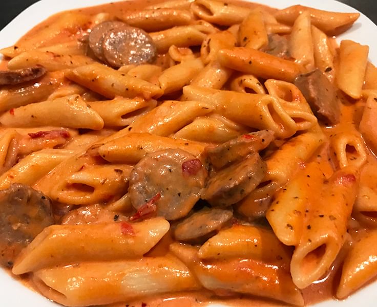 Penne in Pink Sauce with Sausage
