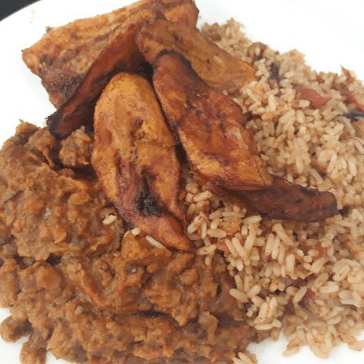 Beans & Plantains with Jollof Rice