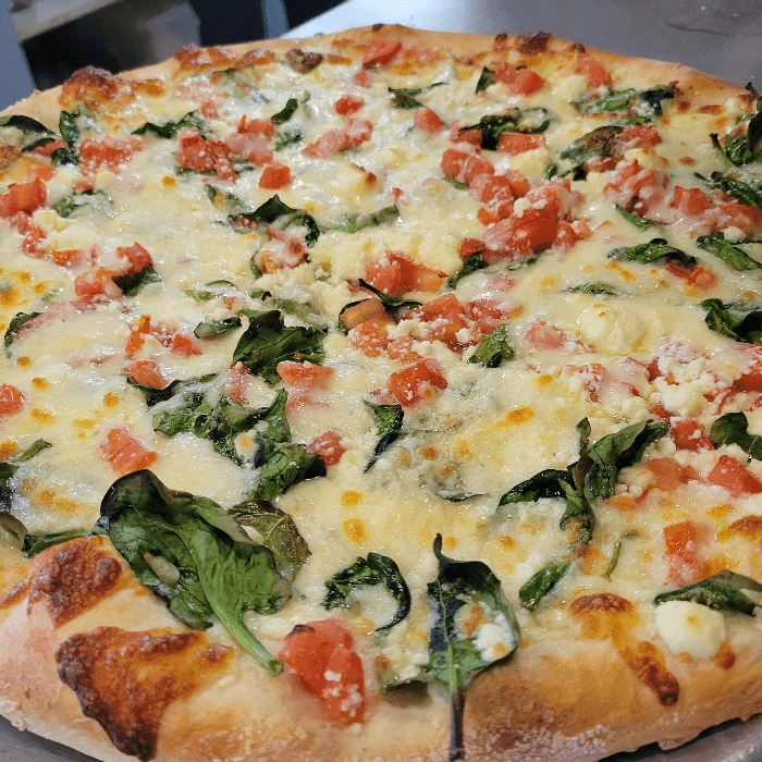Roma Spinach Pizza.