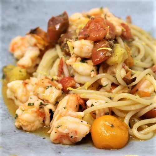 Spaghetti with Ragu di Gamberi
