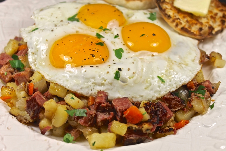 Three Eggs Any Style With Corned Beef Hash