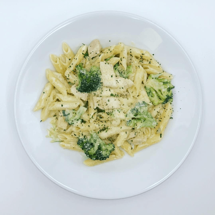 Chicken and Broccoli Penne Alfredo.