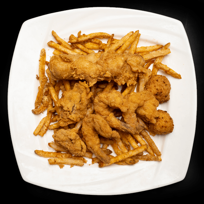 1 Cod Fish & Chips, 2 Oyster, 3 Shrimp.