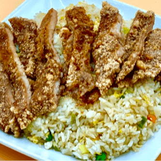 B18. Porkchop Topped Fried Rice 炸豬排蛋炒飯.