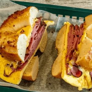 Pastrami, Egg & Cheese on a Bagel