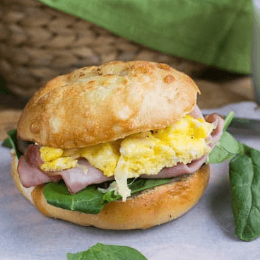 Bagel with Egg, Ham, and Cheese