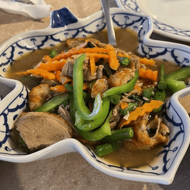 Roasted Duck in Basil Sauce.