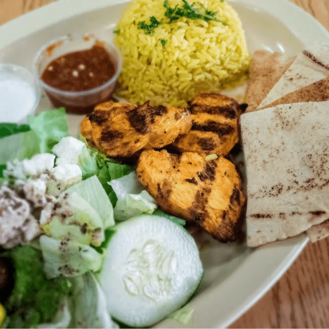 Chicken Kabob Plate.