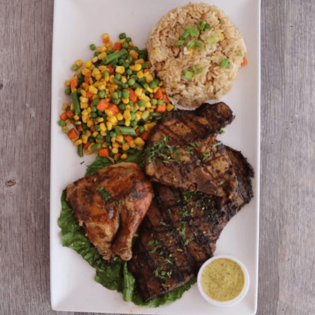 Pork Chop, Steak & Chicken Combo