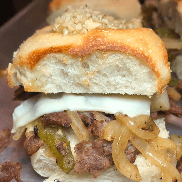 Philly Cheesesteak Garlic Knot Slider