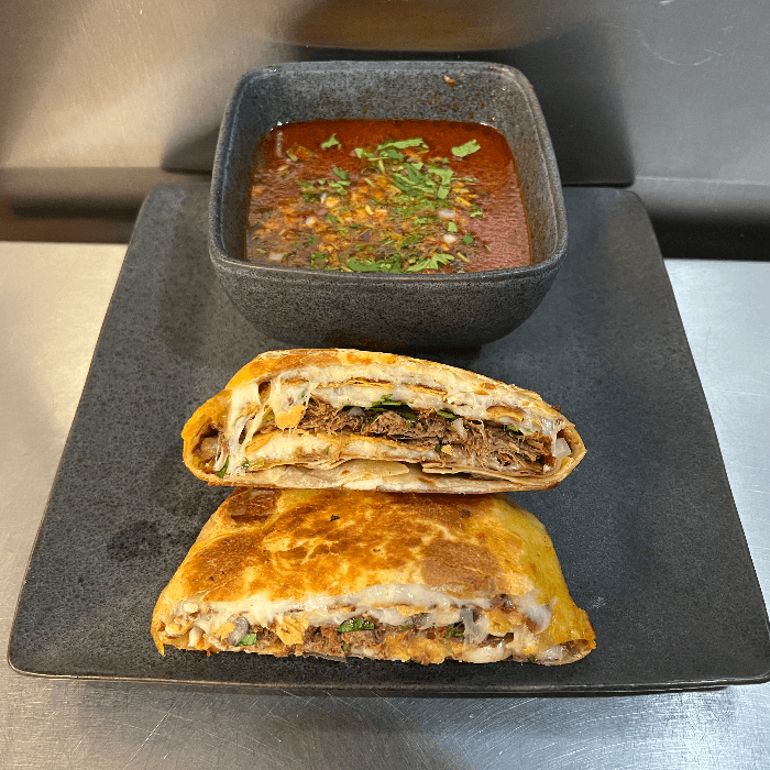 Quesa Tostada de Birria with Ramen