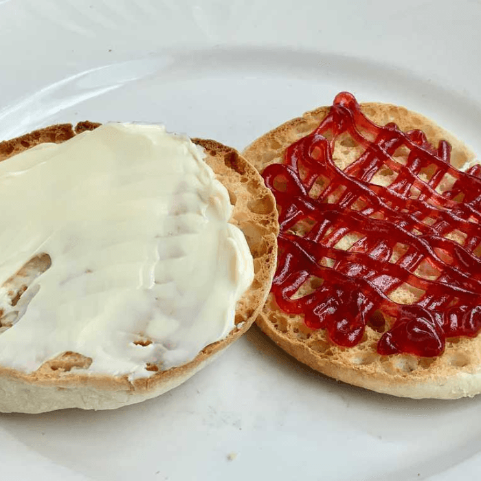 Toasted English Muffin with Butter and Jam