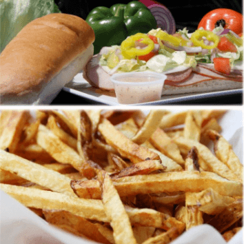 Two 8” Subs & Large Fries.