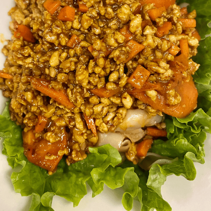 Pan Fried Flat Rice Noodles with Yellow Curry.