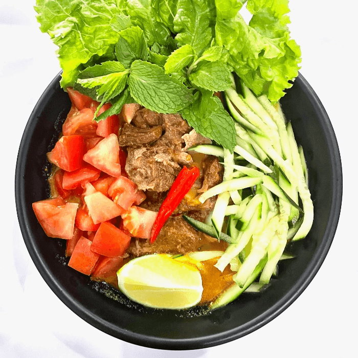 BK3 SATE NOODLE SOUP (peanut contain) (Spicy) / Phở Sate (có đậu phộng) (Spicy).