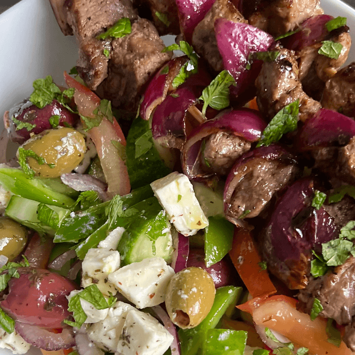 Lamb Kabob Greek Salad