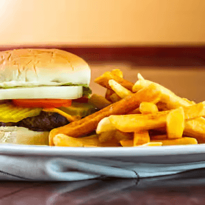 Cheese Burger with fries