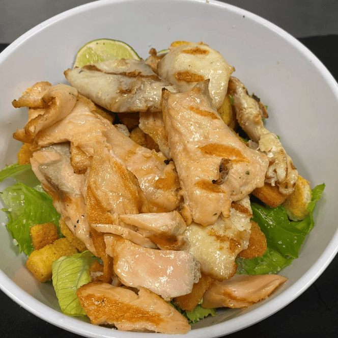 Caesar Salad with Grilled Mixed Fish.