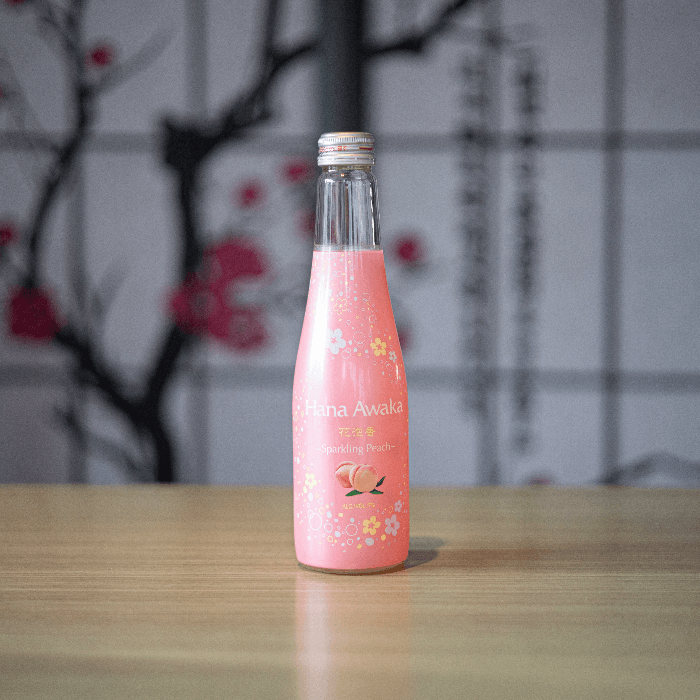 Hana-Awaka Sparkling Peach Sake.