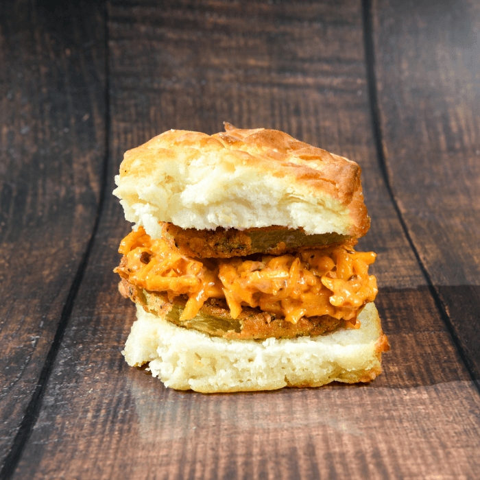 Fried Green Tomato and Chipotle Pimento Cheese Biscuit