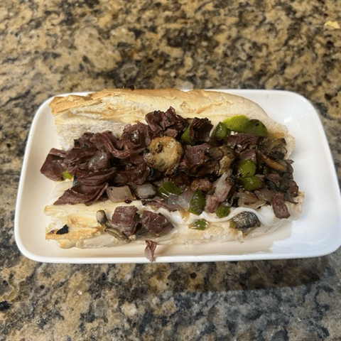 Mushroom Cheesesteak Sub.
