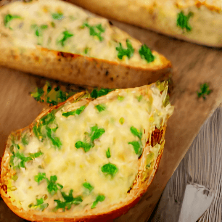 Garlic bread with cheese.