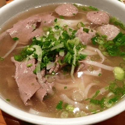 Rare Tender Steak and Beef Meatballs Pho