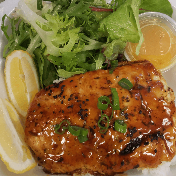 Teriyaki Salmon w/ Jasmine Rice & Mixed Salad