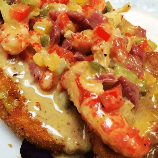 Fried Green Tomatoes With Crawfish Julie