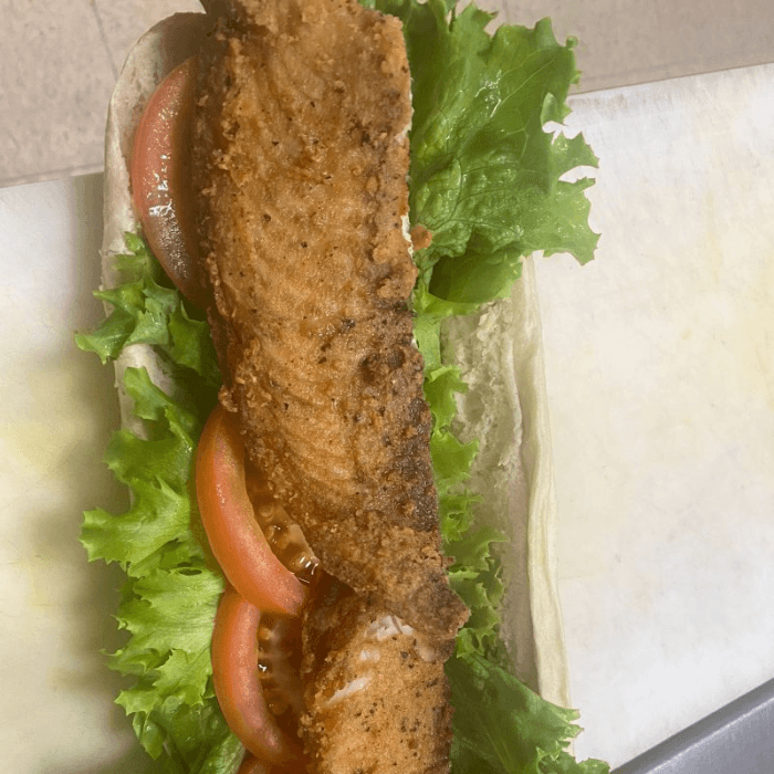 Fried Tilapia Club Sandwich