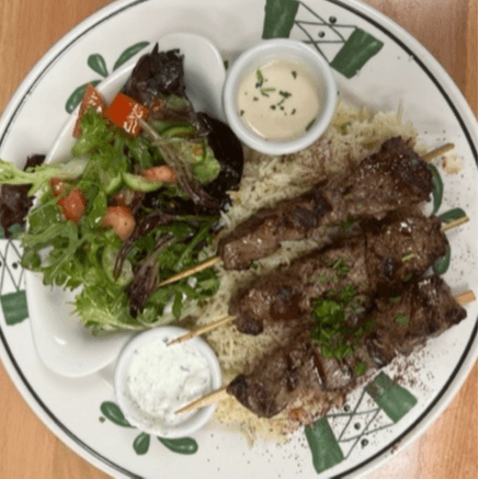 Beef Kabob plate.