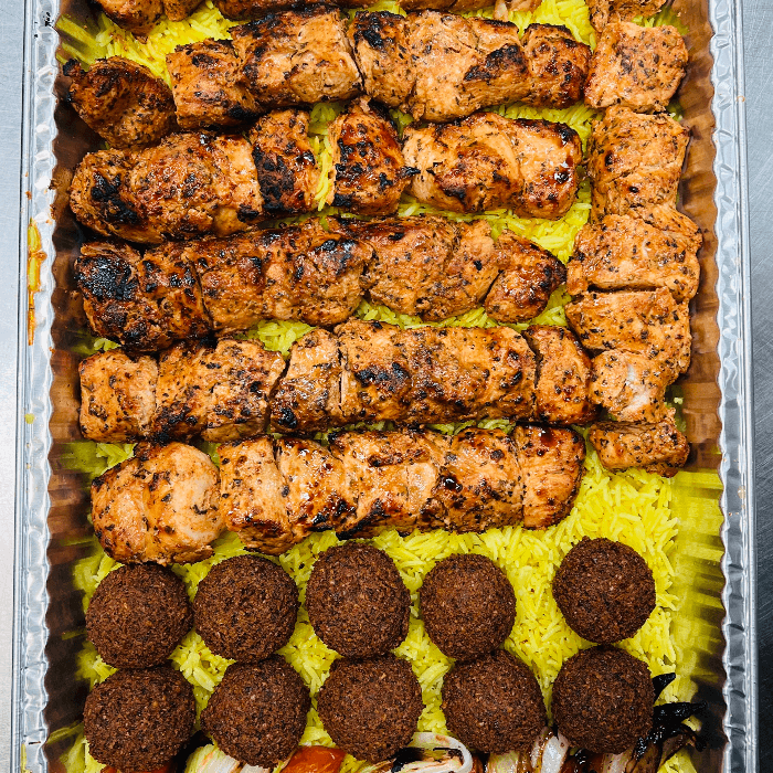 Chicken Kababs with Rice Tray