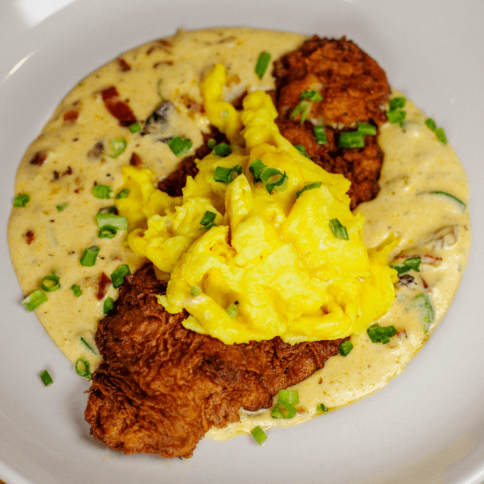 Cajun Catfish & Jalapeno Cheddar Grits.